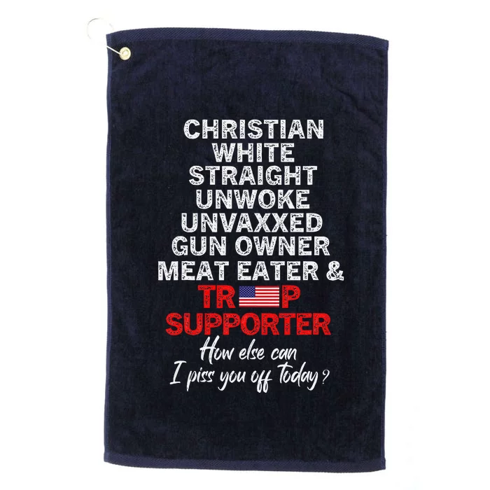 Trump Supporter Christian White Straight Unwoke Unvaxxed Platinum Collection Golf Towel