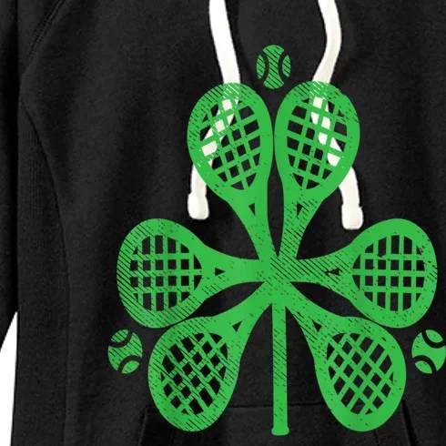 Tennis Shamrock Clover St Patricks Day Celebration Gift Women's Fleece Hoodie