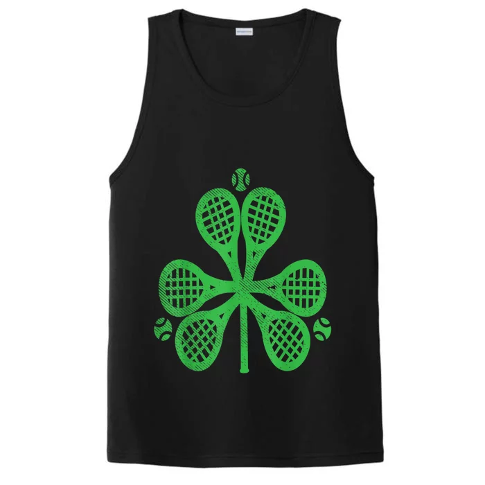 Tennis Shamrock Clover St Patricks Day Celebration Gift Performance Tank