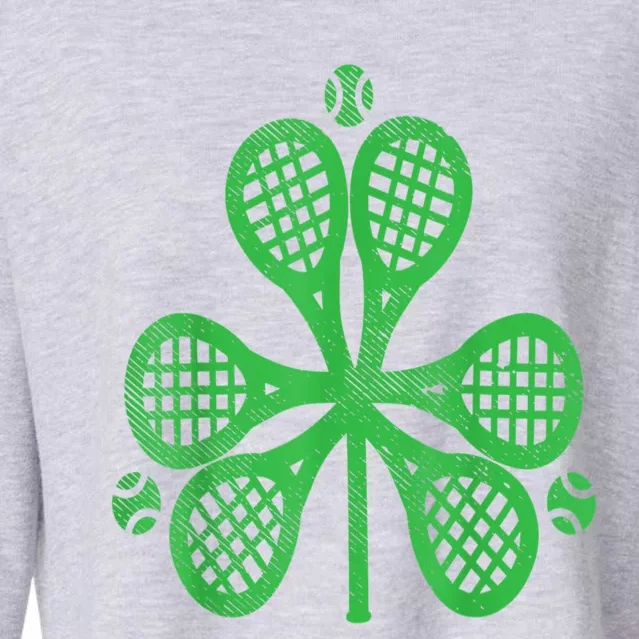 Tennis Shamrock Clover St Patricks Day Celebration Gift Cropped Pullover Crew