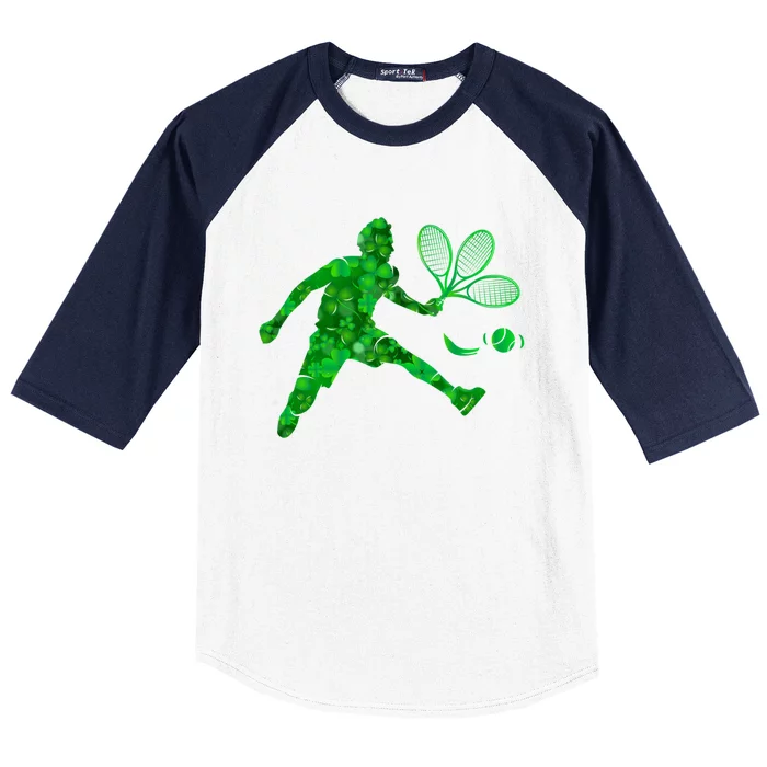 Tennis Shamrock Clover St Patricks Day Tennis Player Coach Cool Gift Baseball Sleeve Shirt