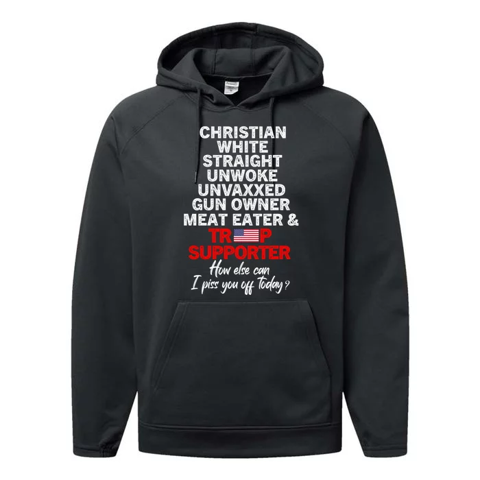 Trump Supporter Christian White Straight Unwoke Unvaxxed Performance Fleece Hoodie