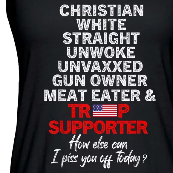 Trump Supporter Christian White Straight Unwoke Unvaxxed Ladies Essential Flowy Tank