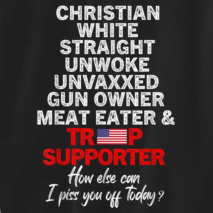 Trump Supporter Christian White Straight Unwoke Unvaxxed Kids Sweatshirt