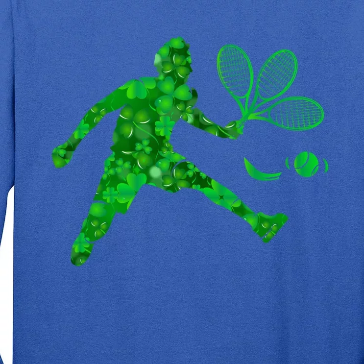 Tennis Shamrock Clover St Patricks Day Tennis Player Coach Gift Tall Long Sleeve T-Shirt