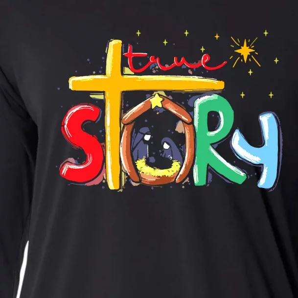 True Story Christmas Nativity Jesus Christian Cooling Performance Long Sleeve Crew