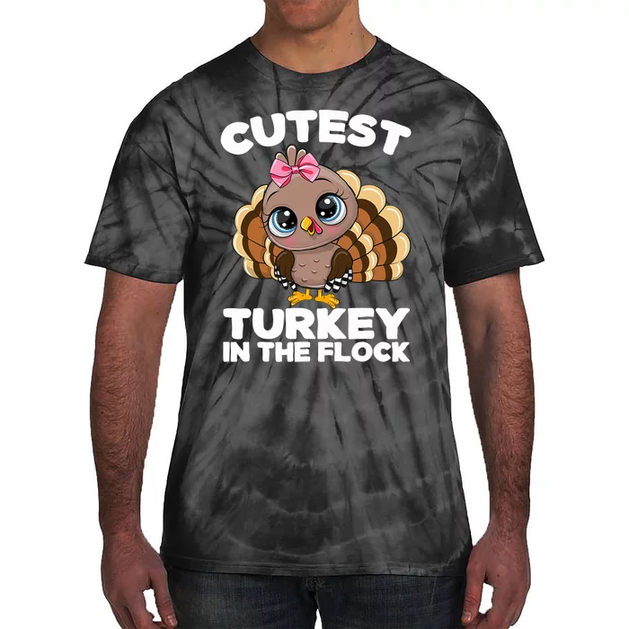 Thanksgiving Shirt Cutest Turkey In The Flock Tie-Dye T-Shirt