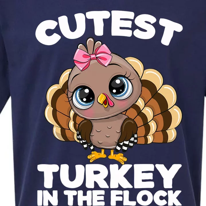 Thanksgiving Shirt Cutest Turkey In The Flock Sueded Cloud Jersey T-Shirt