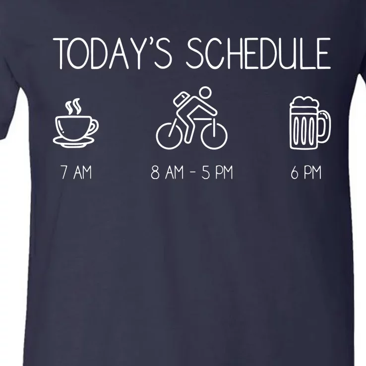 Today's Schedule Cycling Mountain Biking Bike V-Neck T-Shirt