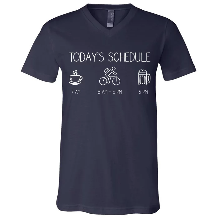 Today's Schedule Cycling Mountain Biking Bike V-Neck T-Shirt