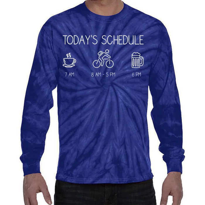 Today's Schedule Cycling Mountain Biking Bike Tie-Dye Long Sleeve Shirt