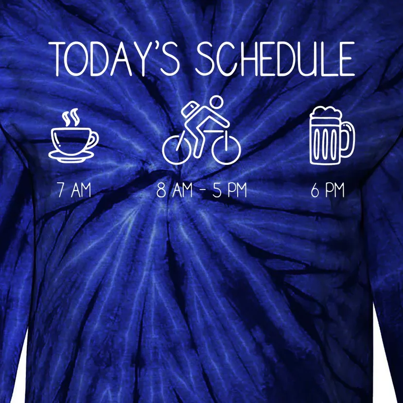 Today's Schedule Cycling Mountain Biking Bike Tie-Dye Long Sleeve Shirt