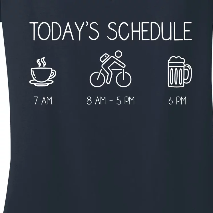 Today's Schedule Cycling Mountain Biking Bike Women's V-Neck T-Shirt