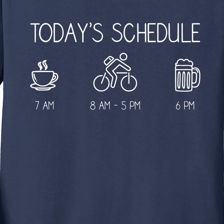 Today's Schedule Cycling Mountain Biking Bike Kids Long Sleeve Shirt