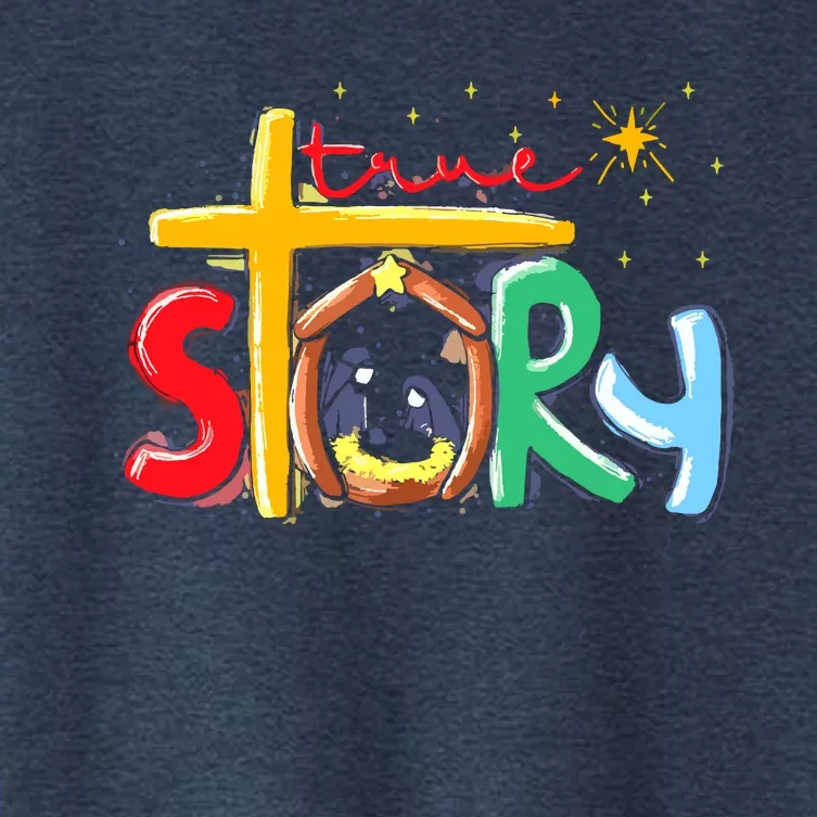 True Story Christmas Nativity Jesus Christian Christmas Women's Crop Top Tee