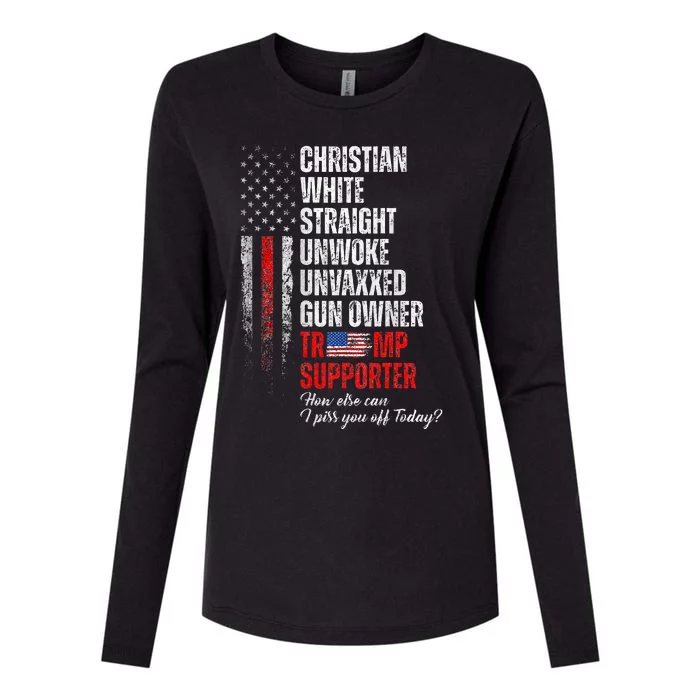 Trump Supporter Christian White Straight Unwoke Womens Cotton Relaxed Long Sleeve T-Shirt