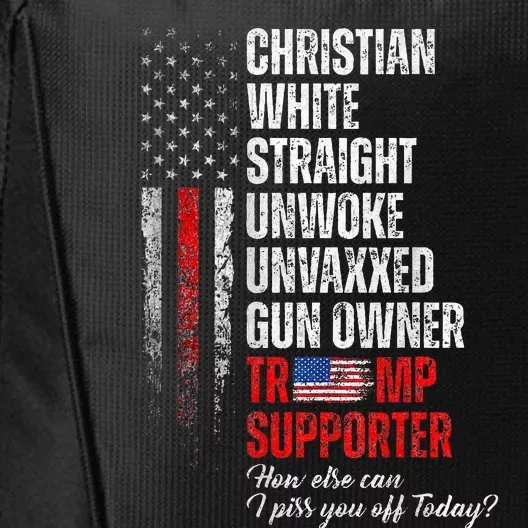 Trump Supporter Christian White Straight Unwoke City Backpack