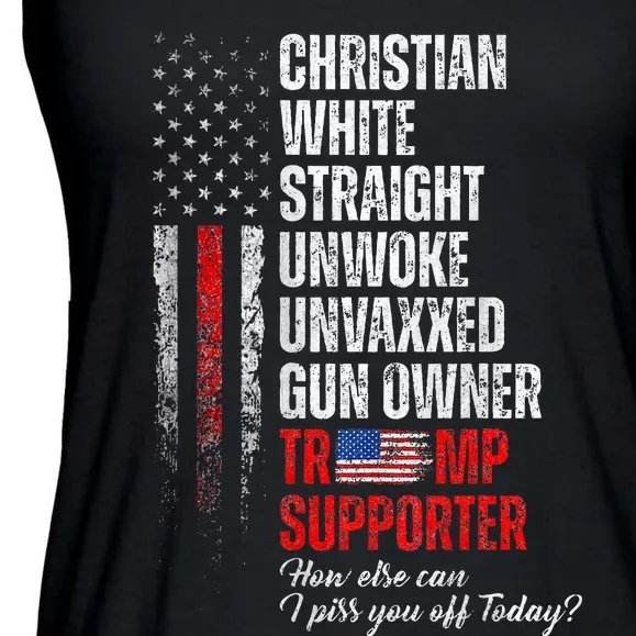 Trump Supporter Christian White Straight Unwoke Ladies Essential Flowy Tank