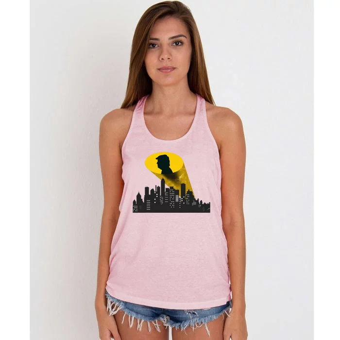 Trump Signal Calling A Super Hero Women's Knotted Racerback Tank