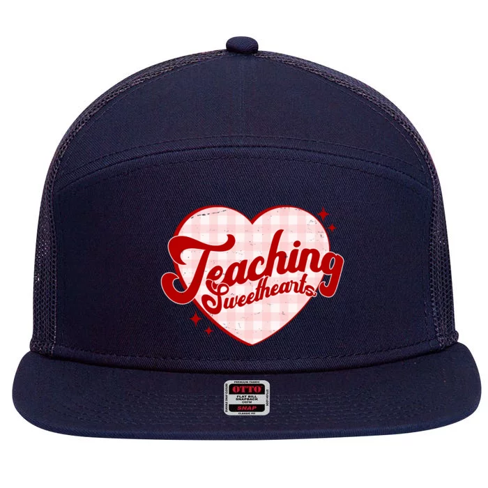 Teaching Sweethearts Cute Valentines Day Teacher 7 Panel Mesh Trucker Snapback Hat