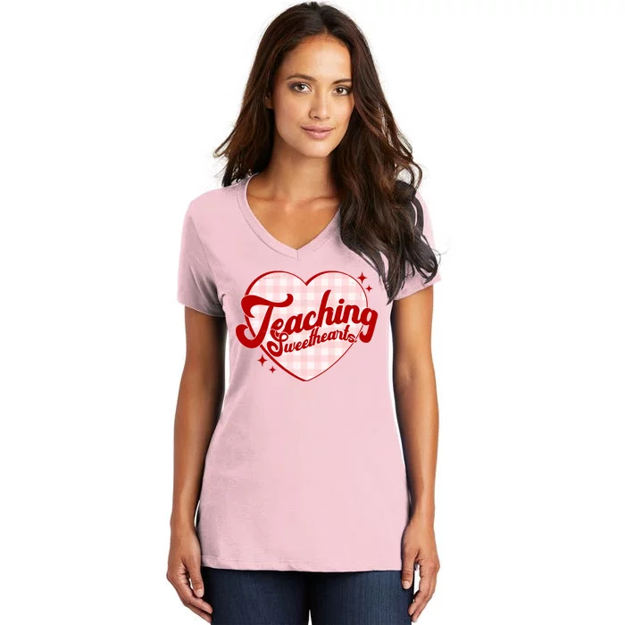 Teaching Sweethearts Cute Valentines Day Teacher Women's V-Neck T-Shirt