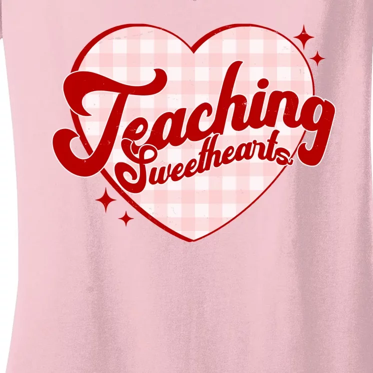 Teaching Sweethearts Cute Valentines Day Teacher Women's V-Neck T-Shirt