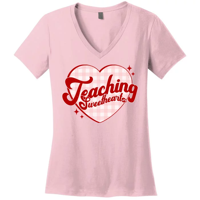 Teaching Sweethearts Cute Valentines Day Teacher Women's V-Neck T-Shirt