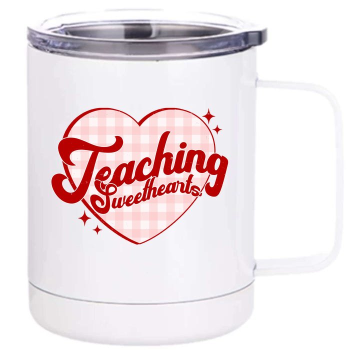 Teaching Sweethearts Cute Valentines Day Teacher Front & Back 12oz Stainless Steel Tumbler Cup