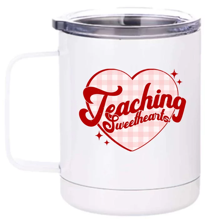 Teaching Sweethearts Cute Valentines Day Teacher Front & Back 12oz Stainless Steel Tumbler Cup