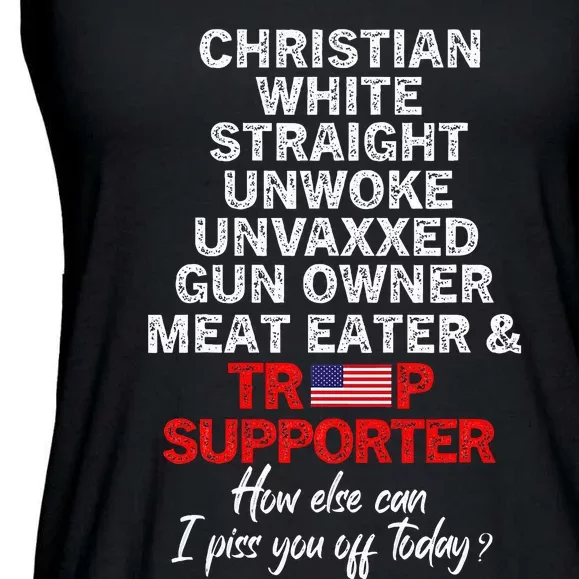 Trump Supporter Christian White Straight Unwoke Unvaxxed Ladies Essential Flowy Tank