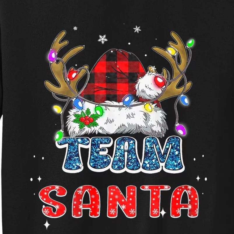 Team Santa Claus Hat Buffalo Plaid Christmas Matching Family Tall Sweatshirt