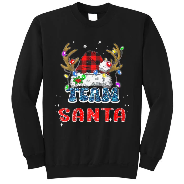 Team Santa Claus Hat Buffalo Plaid Christmas Matching Family Tall Sweatshirt