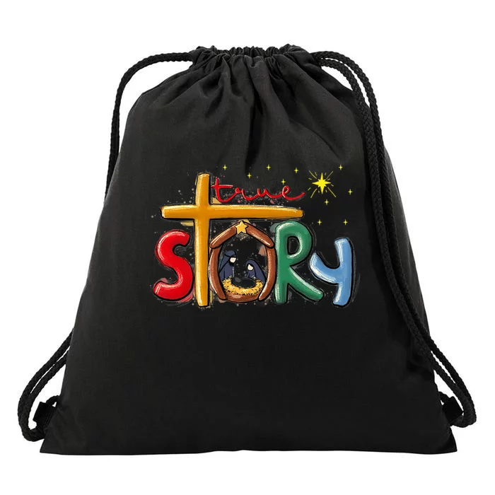 True Story Christmas Nativity Jesus Christian Christmas Premium Drawstring Bag