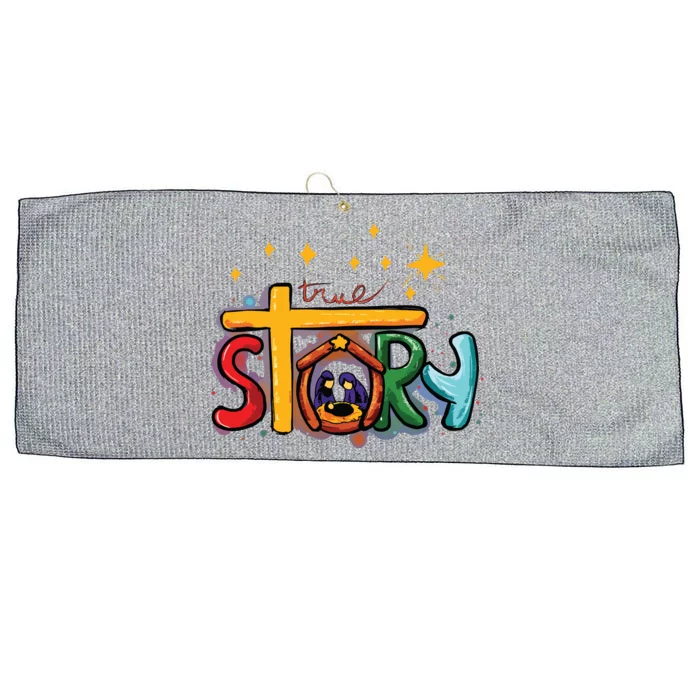 True Story Christmas Nativity Jesus Christian Christmas Large Microfiber Waffle Golf Towel