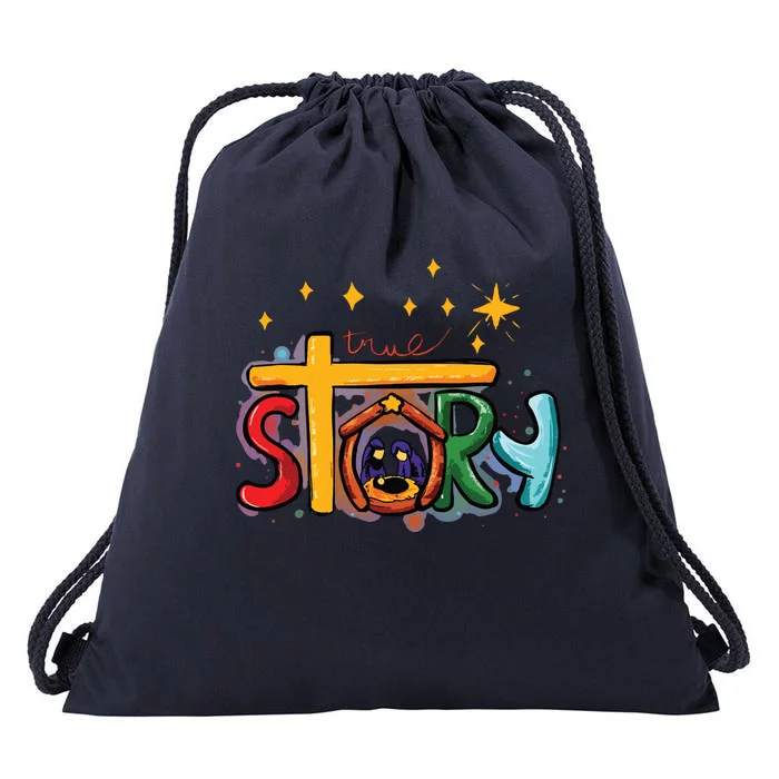 True Story Christmas Nativity Jesus Christian Christmas Drawstring Bag