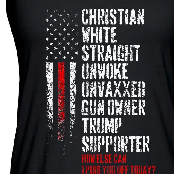 Trump Supporter Christian White Straight Unwoke Unvaxxed Ladies Essential Flowy Tank