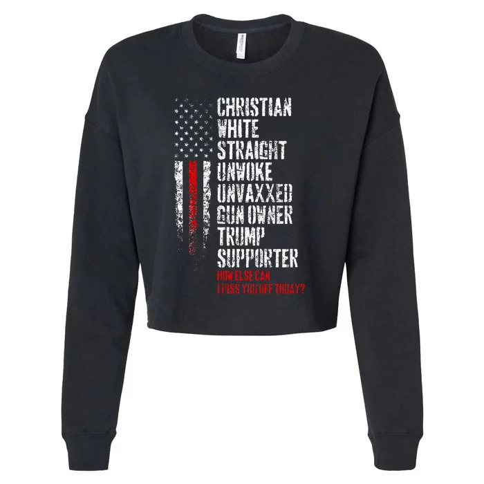 Trump Supporter Christian White Straight Unwoke Unvaxxed Cropped Pullover Crew