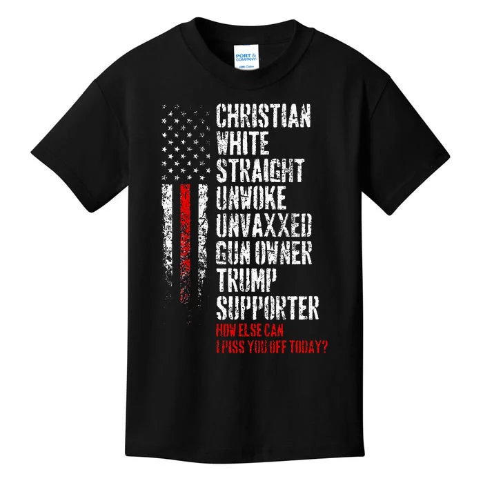 Trump Supporter Christian White Straight Unwoke Unvaxxed Kids T-Shirt