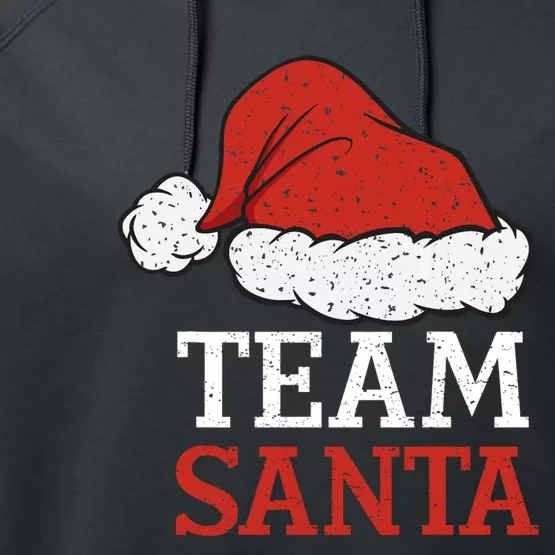 Team Santa Christmas Squad Family Matching Pajamas Performance Fleece Hoodie