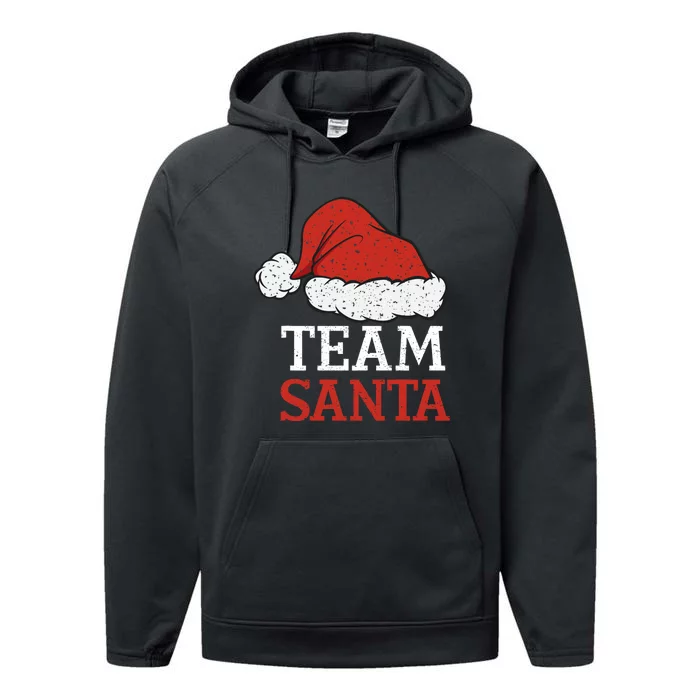 Team Santa Christmas Squad Family Matching Pajamas Performance Fleece Hoodie