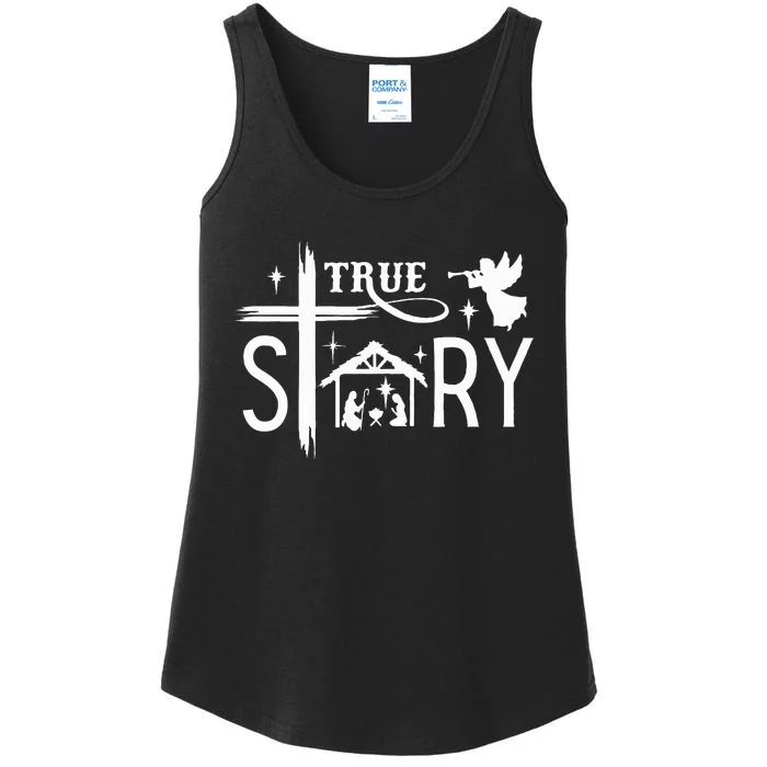 True Story Christmas Nativity Jesus Christian Ladies Essential Tank