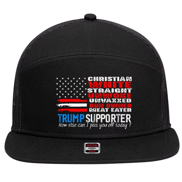 Trump Supporter Christian White Straight Unwoke Unvaxxed 7 Panel Mesh Trucker Snapback Hat