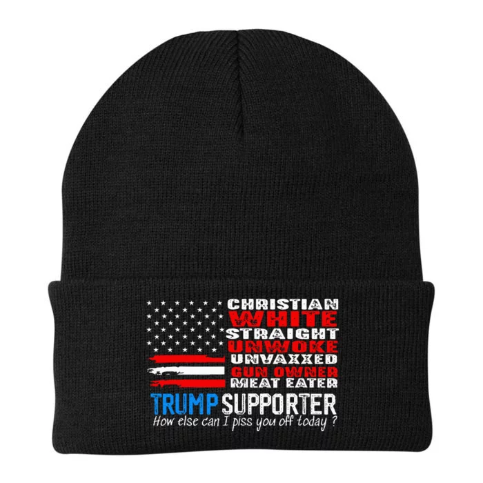 Trump Supporter Christian White Straight Unwoke Unvaxxed Knit Cap Winter Beanie