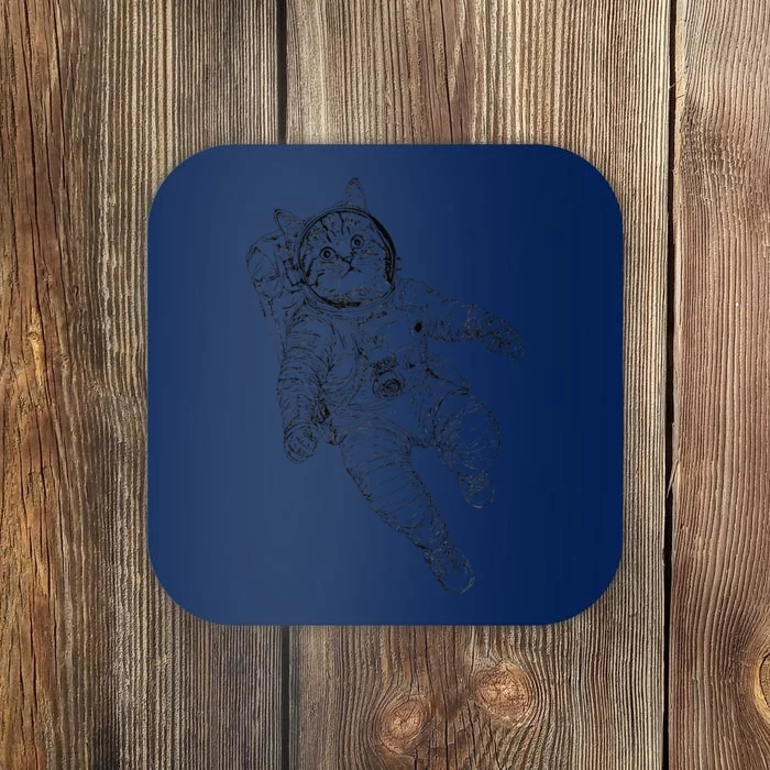 Tabby Space Cat Astronaut Kitty Graphic Coaster