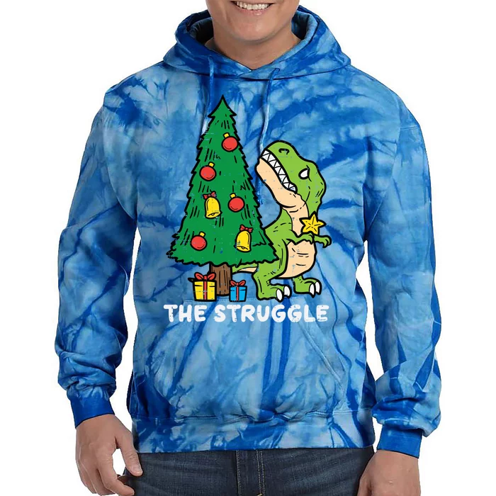 The Struggle Cute Trex Dino Funny Christmas Toddler Boys Gift Tie Dye Hoodie