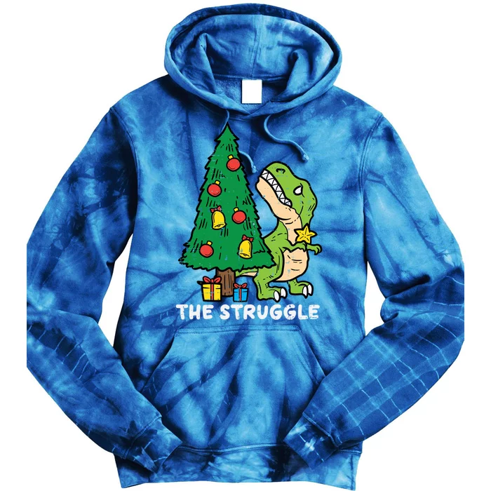 The Struggle Cute Trex Dino Funny Christmas Toddler Boys Gift Tie Dye Hoodie