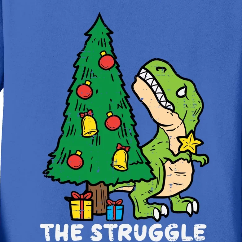 The Struggle Cute Trex Dino Funny Christmas Toddler Boys Gift Kids Long Sleeve Shirt