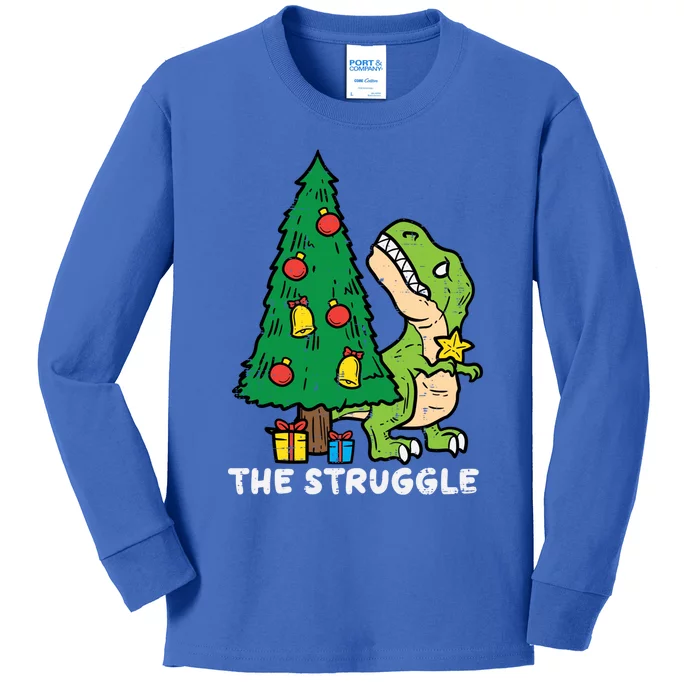 The Struggle Cute Trex Dino Funny Christmas Toddler Boys Gift Kids Long Sleeve Shirt