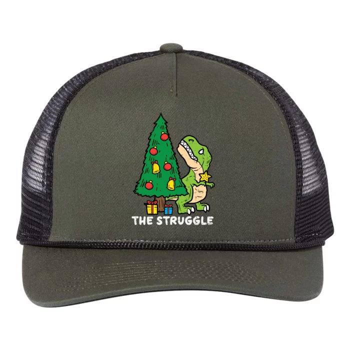 The Struggle Cute Trex Dino Funny Christmas Toddler Boys Gift Retro Rope Trucker Hat Cap