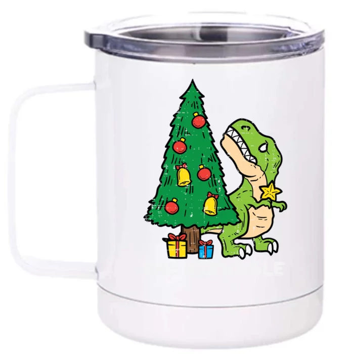 The Struggle Cute Trex Dino Funny Christmas Toddler Boys Gift Front & Back 12oz Stainless Steel Tumbler Cup